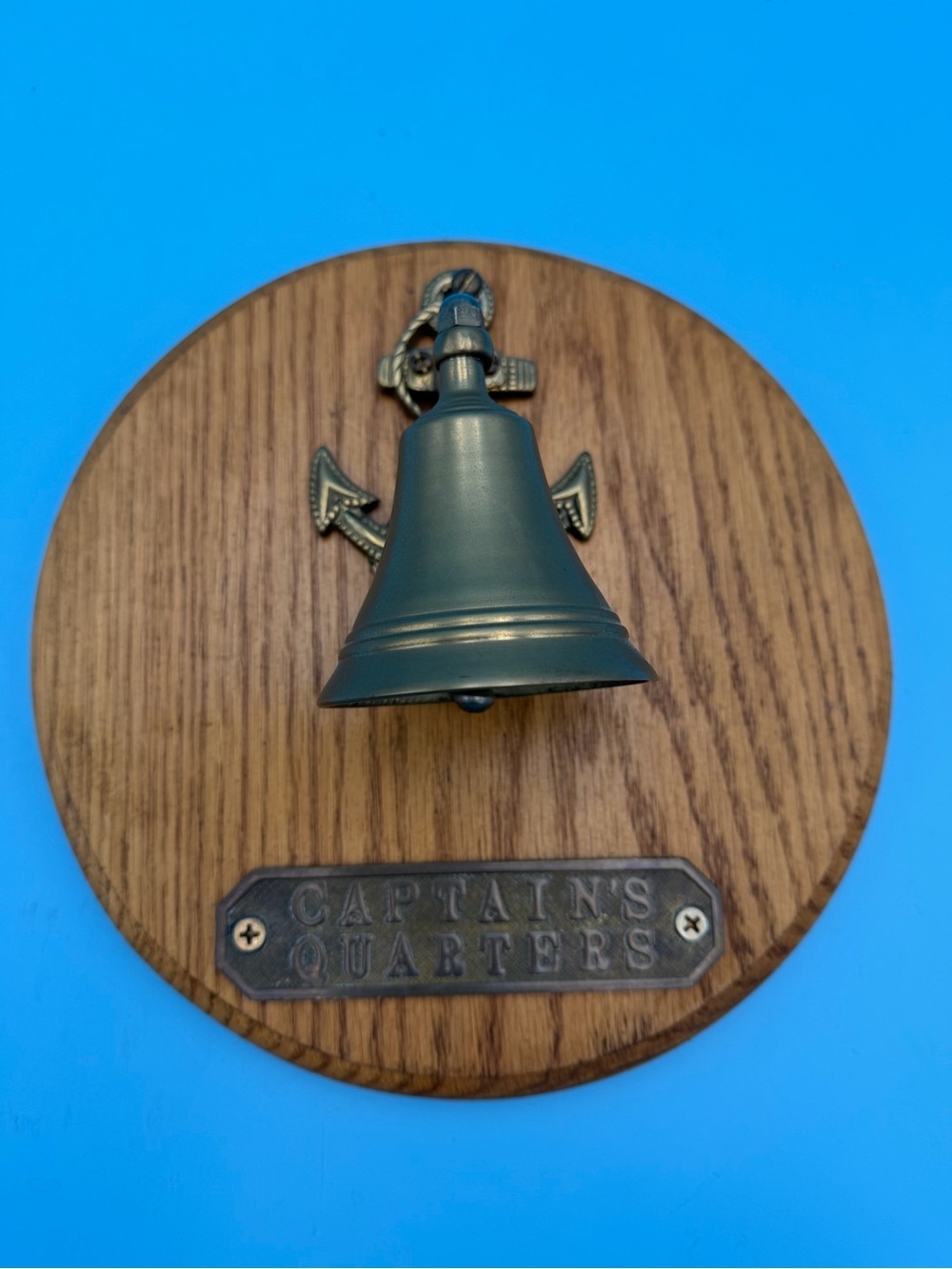 Nautical Wall Mounted Brass Ship Bell Plaque "Captain's Quarters"